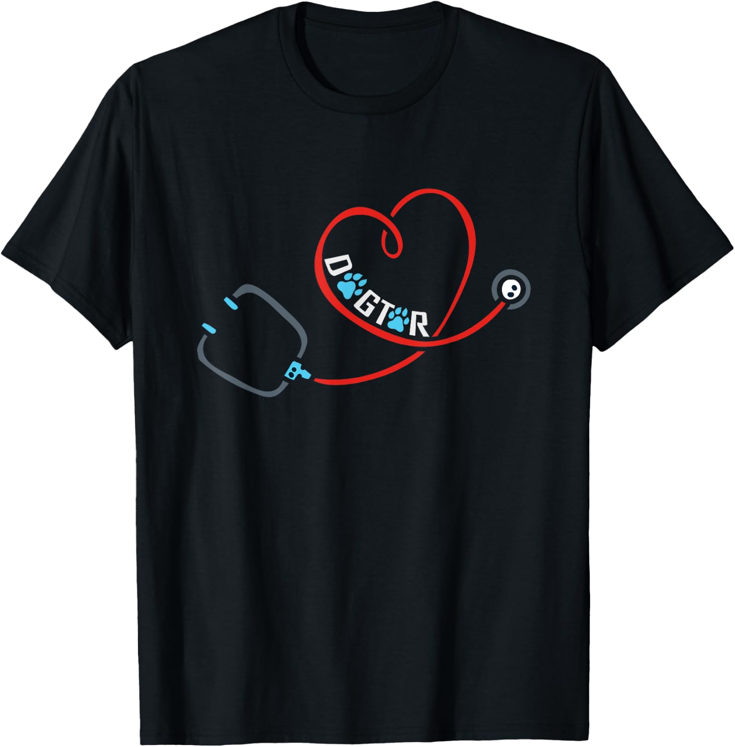 Dog Doctor Stethoscope and Veterinarian Dogtor T-Shirt - T-Shirt | Black