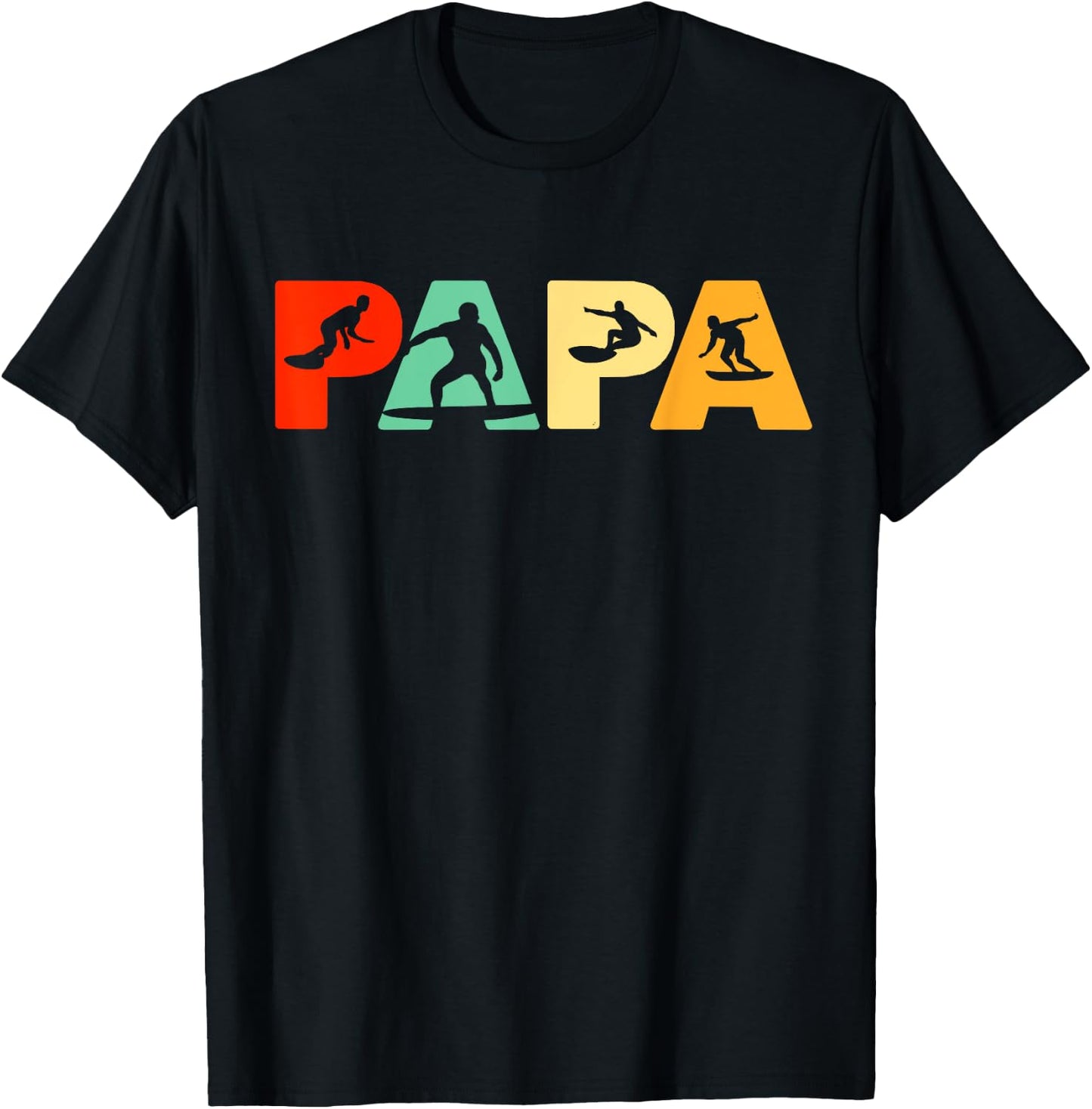 Surf Dad, Retro Dad Surf Father Gift T-Shirt - T-Shirt | Black