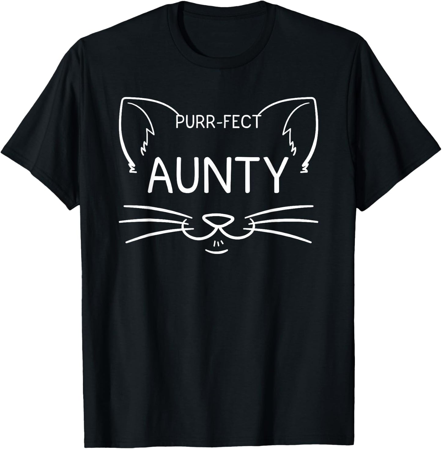 Purr-fect Aunty Funny Cat Lover Aunt Aunties Kitty Owner T-Shirt - T-Shirt | Black