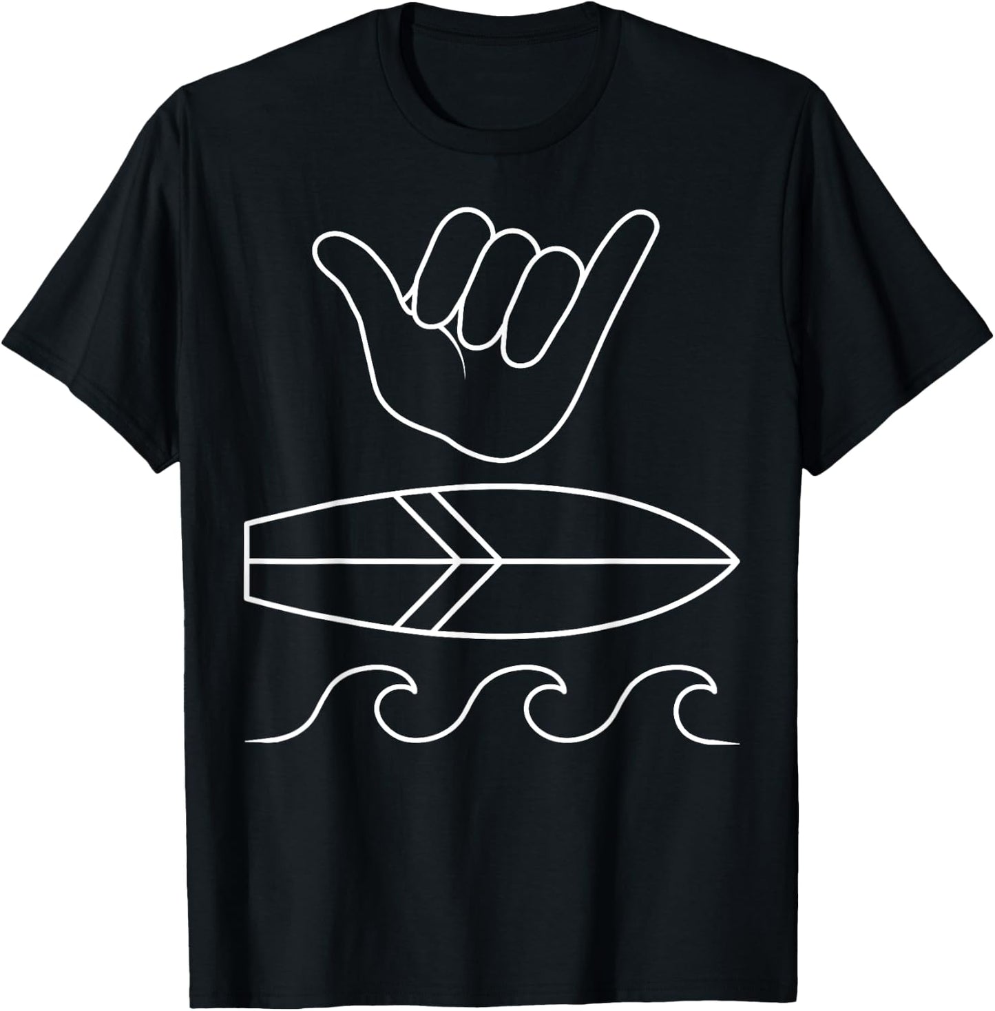 Shaka Sign Surfboard Surfer Summer Waves Surfing Surf Sport T-Shirt - T-Shirt | Black