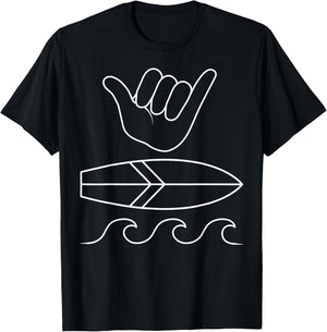 Shaka Sign Surfboard Surfer Summer Waves Surfing Surf Sport T-Shirt - T-Shirt | Black