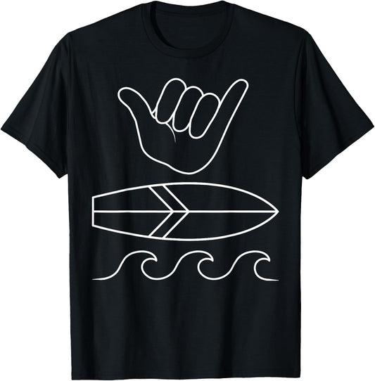 Shaka Sign Surfboard Surfer Summer Waves Surfing Surf Sport T-Shirt - T-Shirt | Black