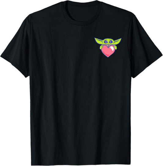 Amazon Essentials The Mandalorian Grogu Holding a Valentine's Heart T-Shirt - T-Shirt | Black