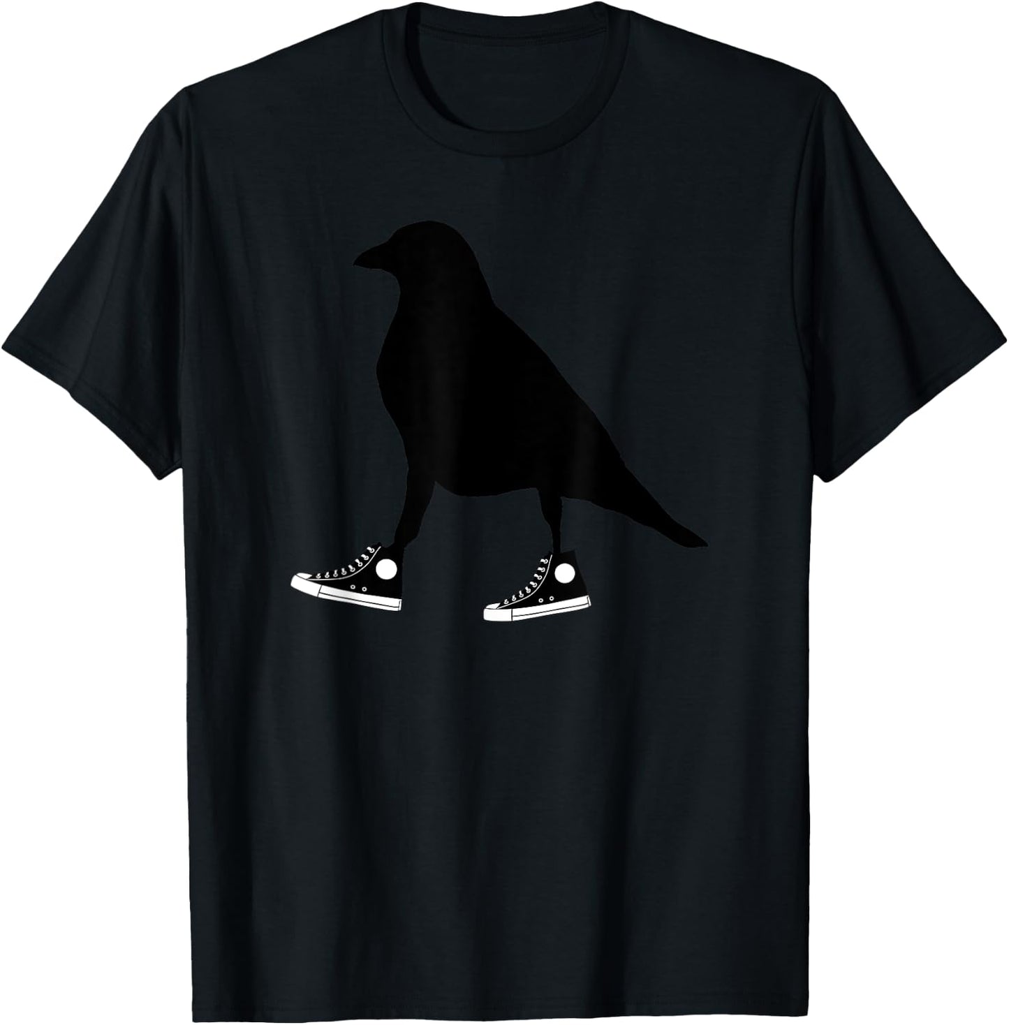 Funny Crow In Tennis Shoes Ornithology Novelty Bird Design T-Shirt - T-Shirt | Black