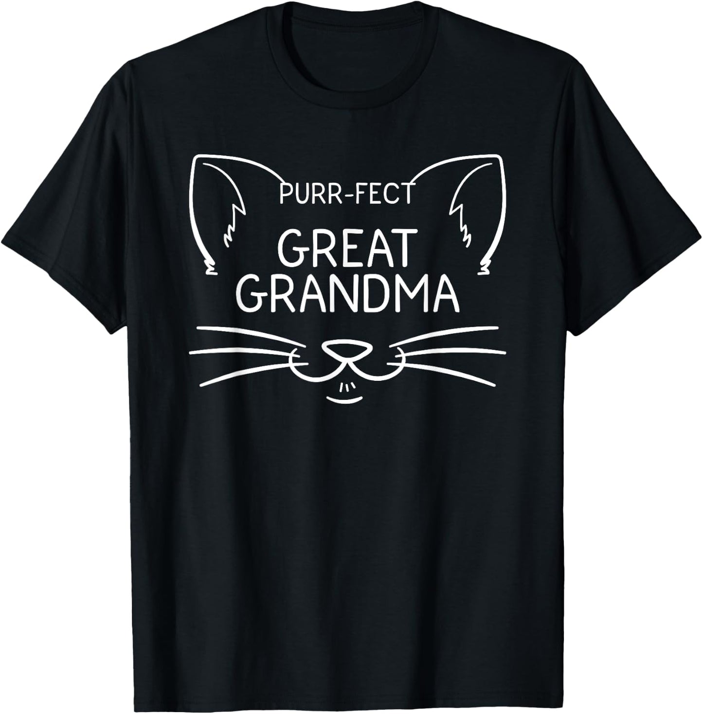 Purr-fect Great Grandma Funny Granduncle Cat Lover Owner T-Shirt - T-Shirt | Black