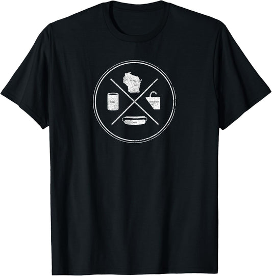 Funny Wisconsin Beer Brats and Bubblers T-Shirt - T-Shirt | Black