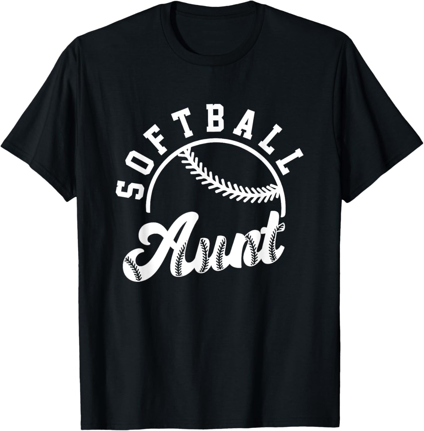 Retro Vintage Softball Aunt Love Baller Gameday Matching T-Shirt - T-Shirt | Black