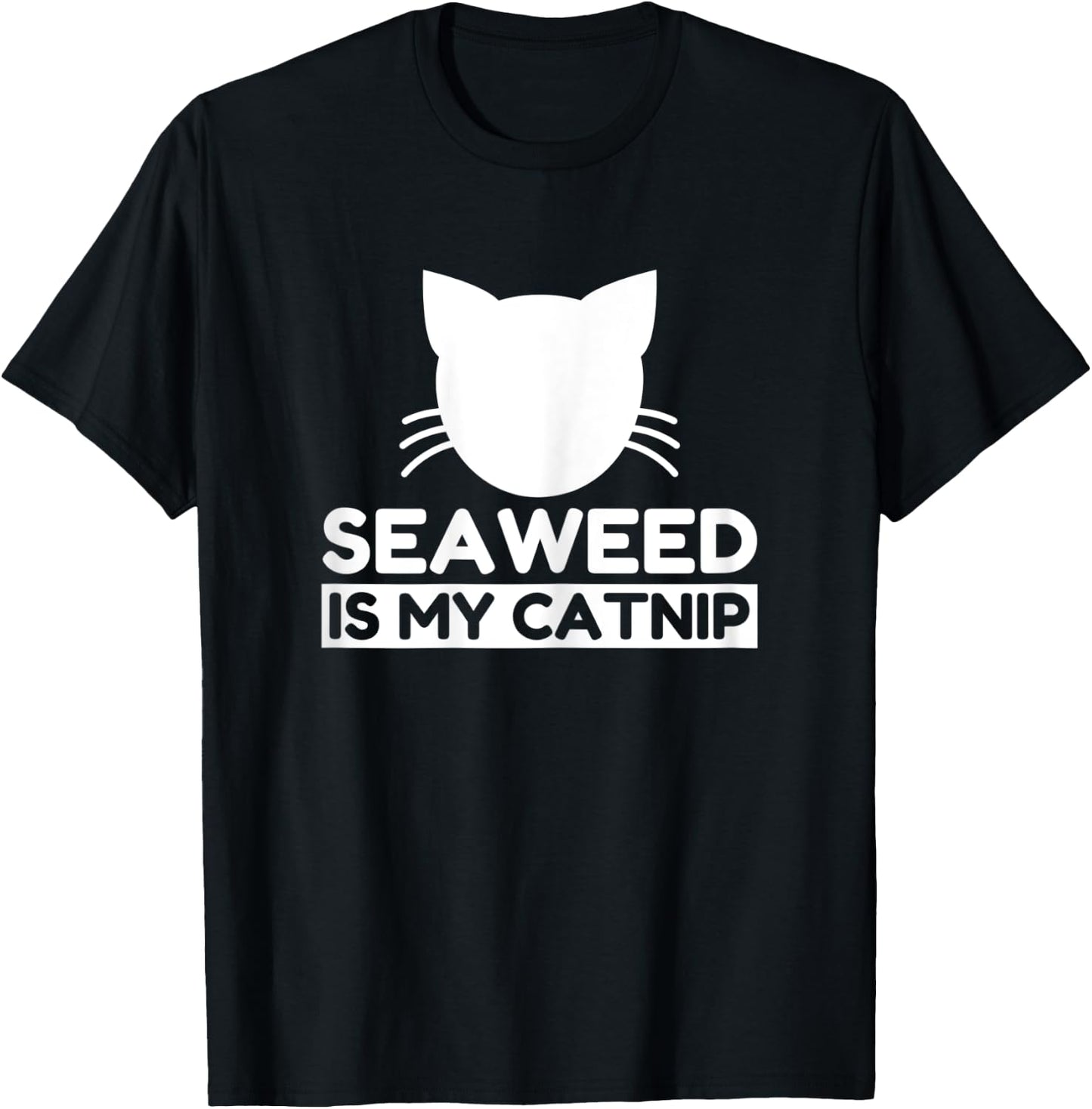 Seaweed Lover Funny Cute Cat Gifts Women Kids T-Shirt - T-Shirt | Black