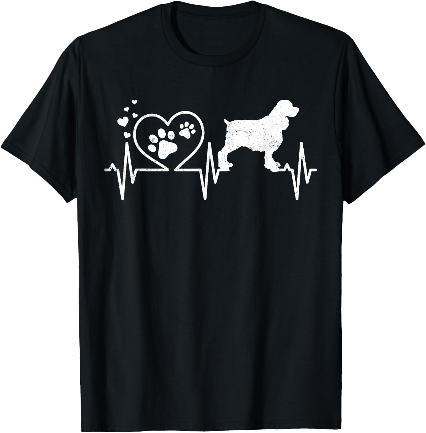 English Springer Spaniel Mom Mama Dad Heartbeat Heart Gift T-Shirt - T-Shirt | Black