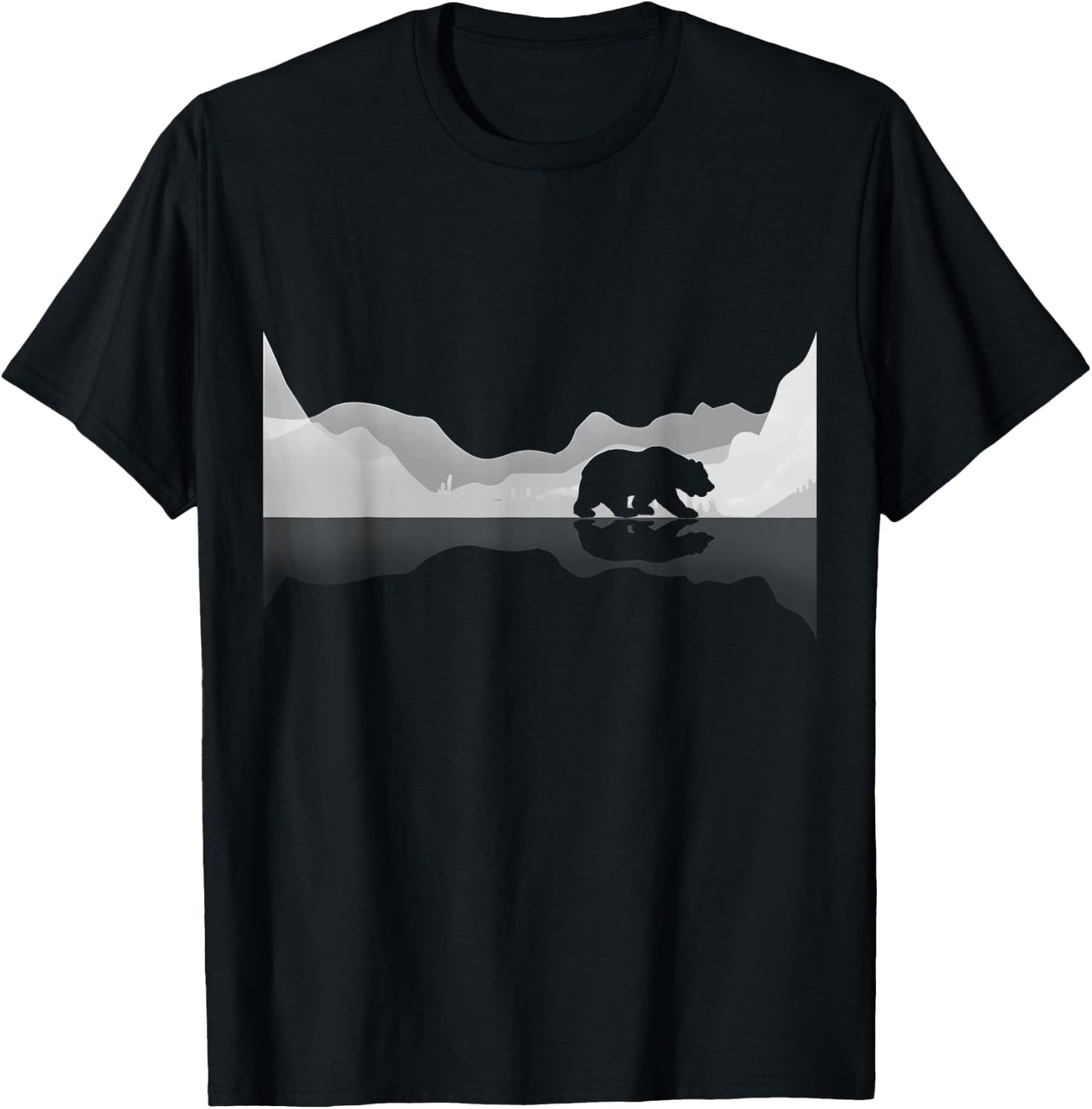 Trees Reflection Wildlife Nature Animal Bear Outdoor Forest T-Shirt - T-Shirt | Black