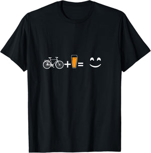 Cyclist Bicycle Mountain Bike Beer Happy Gift T-Shirt - T-Shirt | Black
