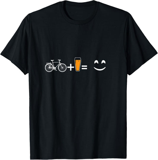 Cyclist Bicycle Mountain Bike Beer Happy Gift T-Shirt - T-Shirt | Black