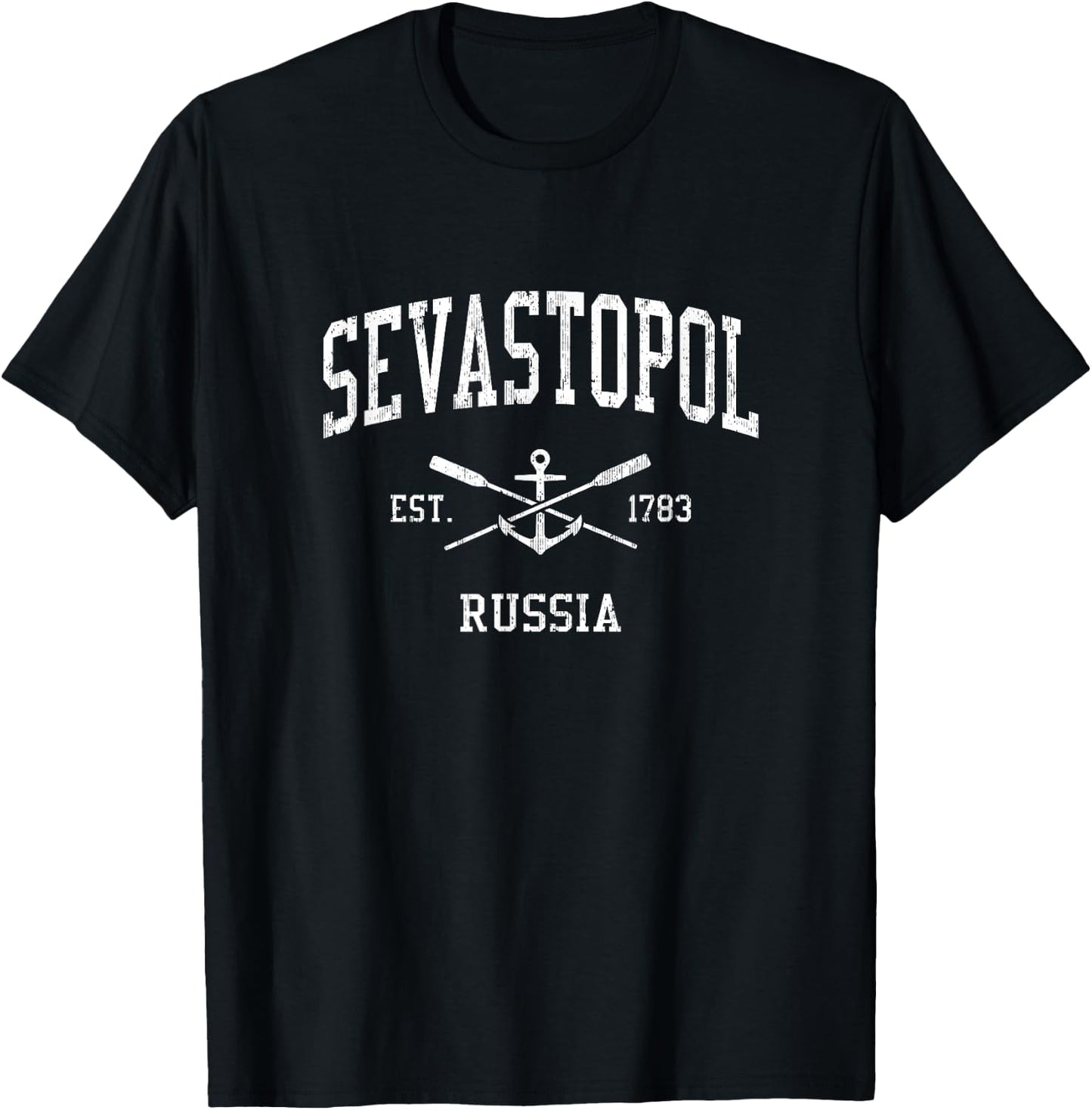Sevastopol Vintage Crossed Oars & Boat Anchor Sports T-Shirt - T-Shirt | Black
