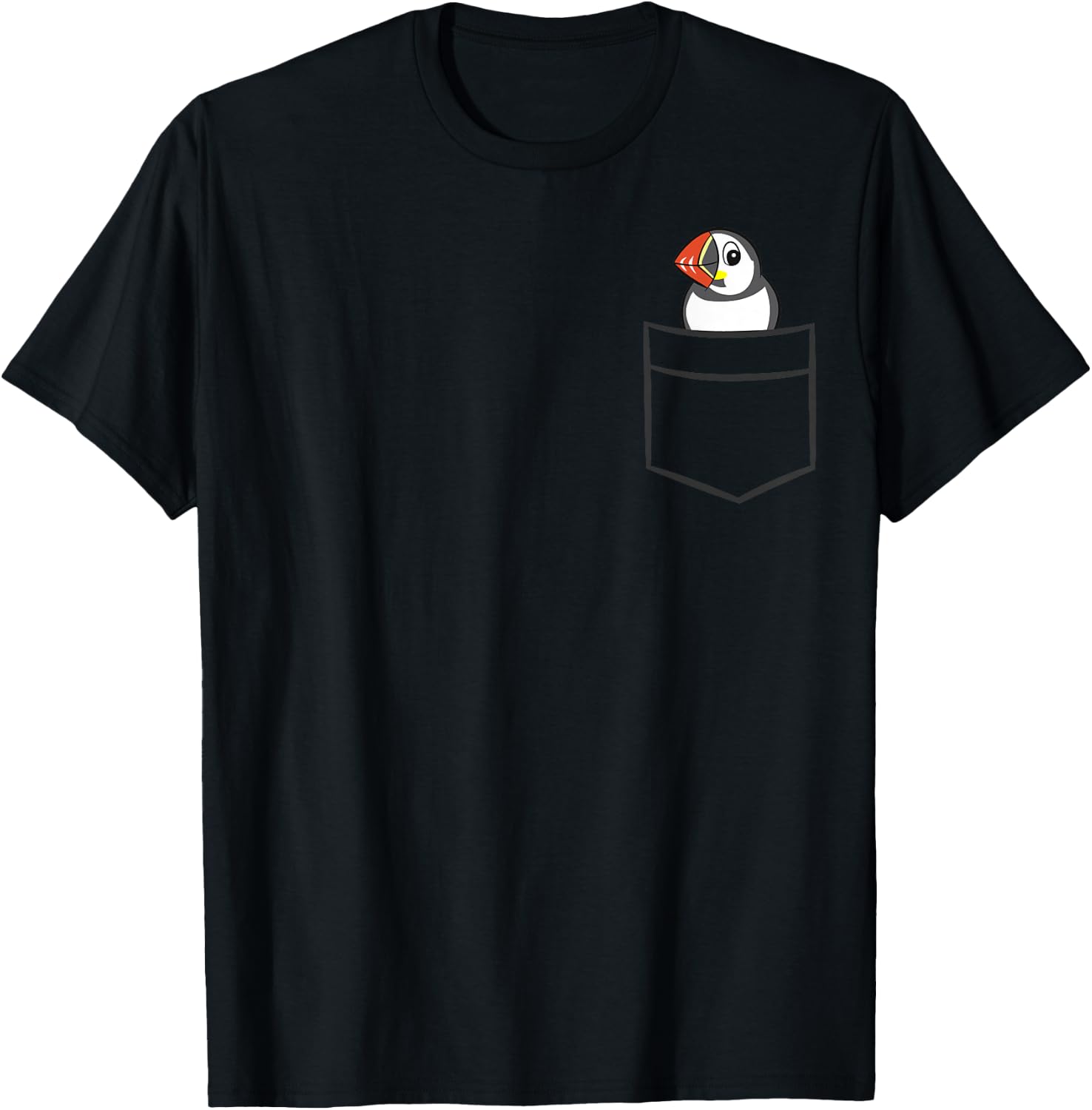 Puffin Bird In A Pocket Sea Bird Cute Puffin T-Shirt - T-Shirt | Black