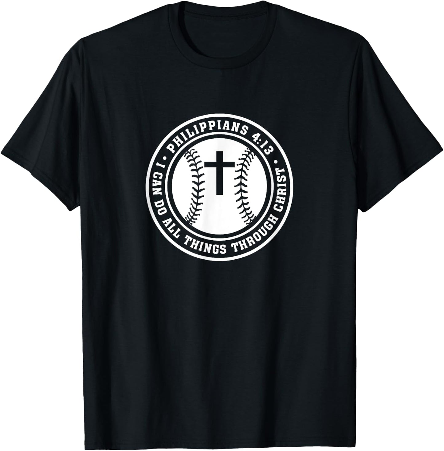 Philippians 4:13 Christian Baseball Cross Jesus Saves Christ T-Shirt - T-Shirt | Black