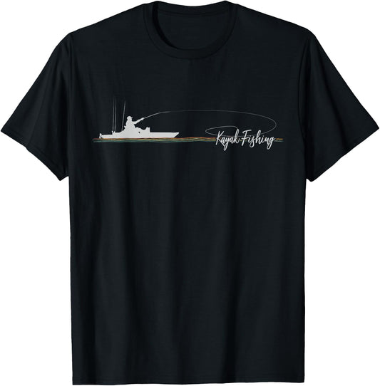 Pedal Drive Fishing Kayak Angling Fisherman Kayaking T-Shirt - T-Shirt | Black
