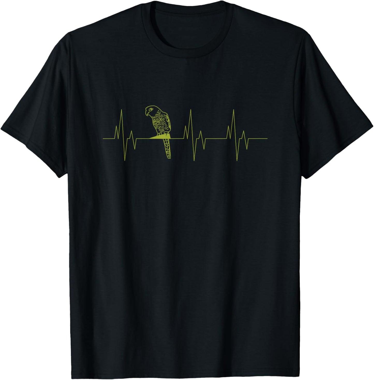 Green Cheek Conure Heartbeat Funny EKG Parrot Lovers Gift T-Shirt - T-Shirt | Black