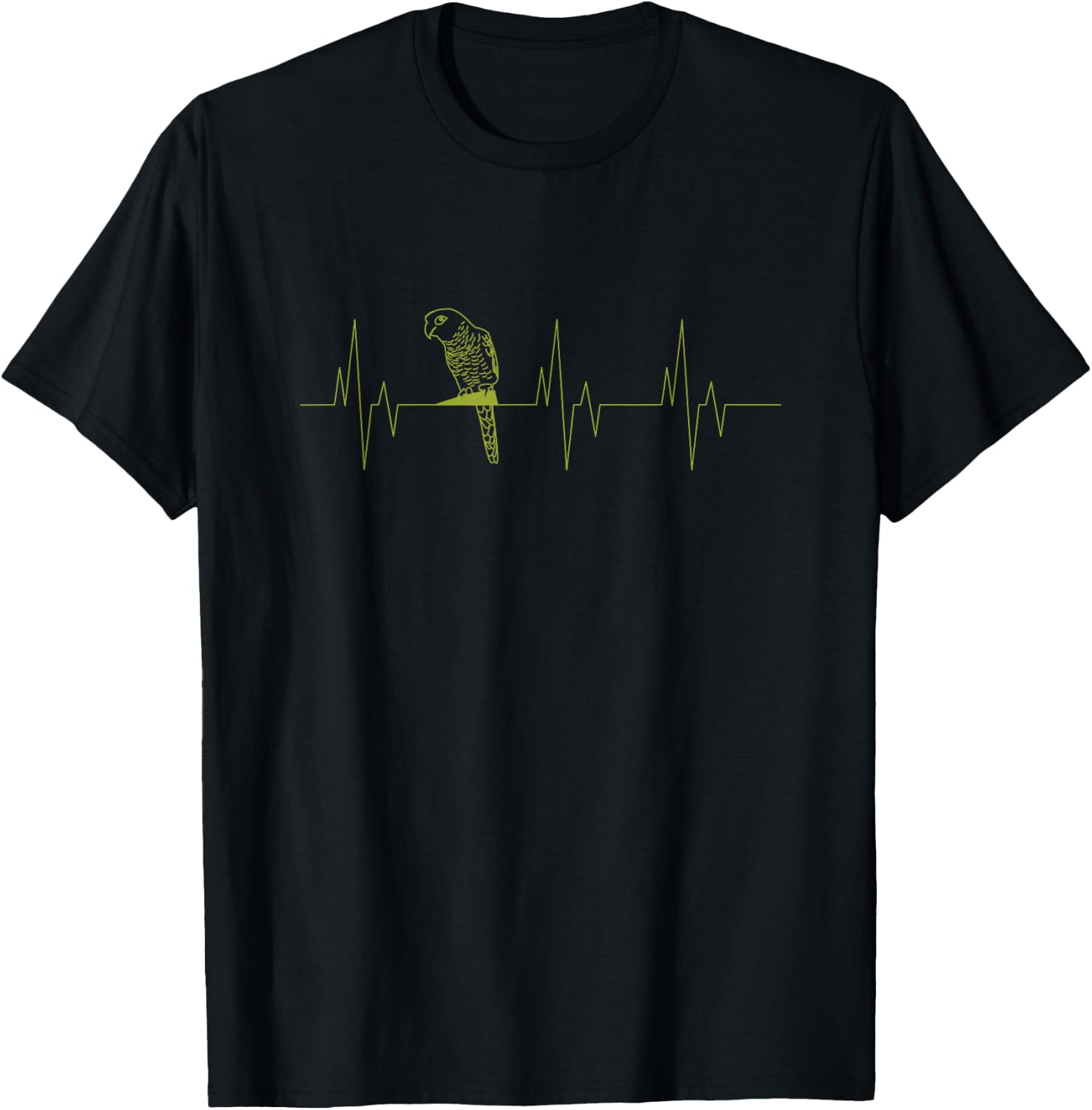 Green Cheek Conure Heartbeat Funny EKG Parrot Lovers Gift T-Shirt - T-Shirt | Black