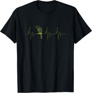 Green Cheek Conure Heartbeat Funny EKG Parrot Lovers Gift T-Shirt - T-Shirt | Black