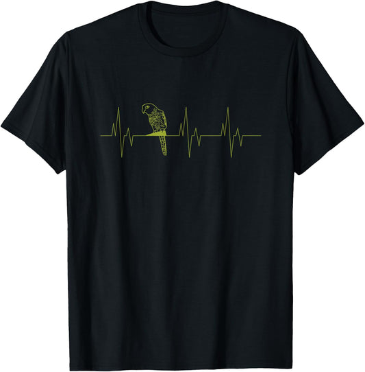 Green Cheek Conure Heartbeat Funny EKG Parrot Lovers Gift T-Shirt - T-Shirt | Black
