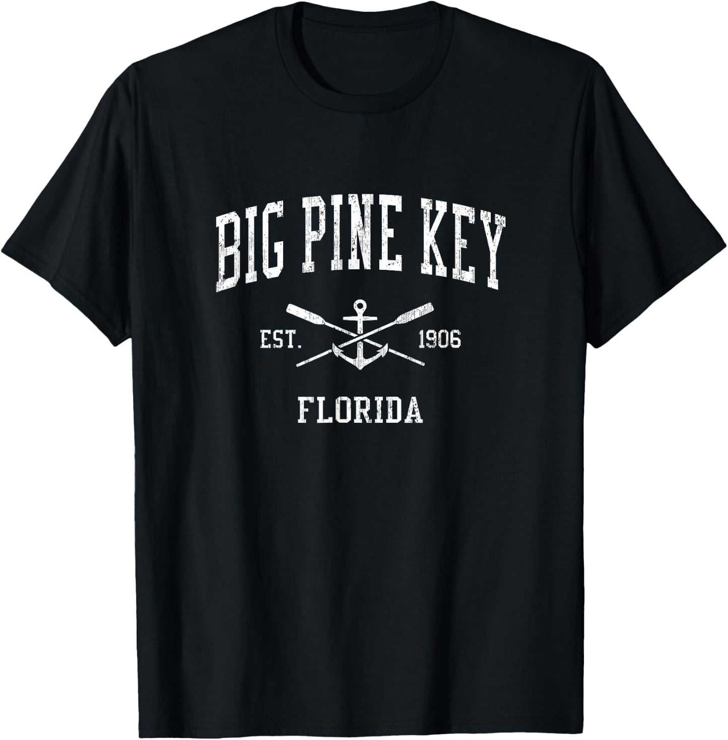 Big Pine Key FL Vintage Crossed Oars & Boat Anchor Sports T-Shirt - T-Shirt | Black