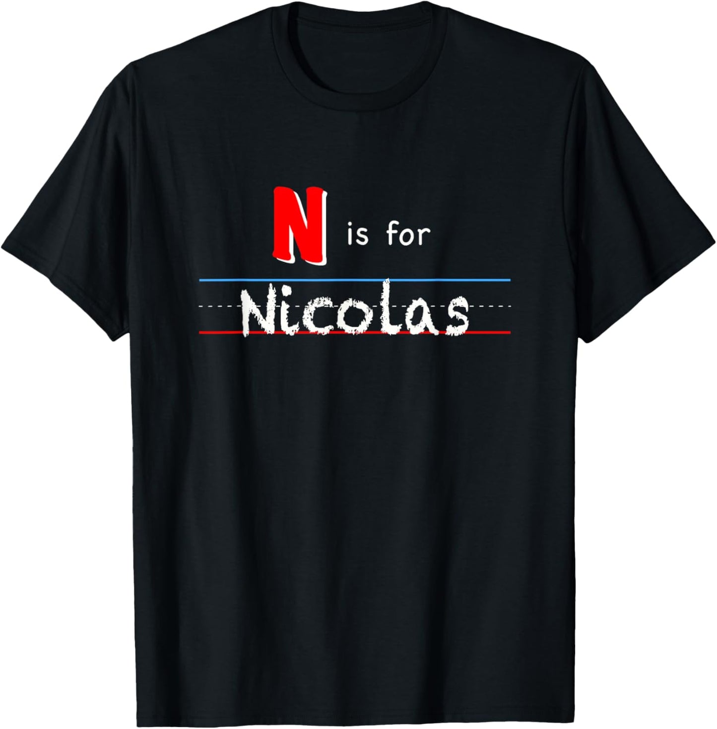 N Is For Nicolas, boys custom personalized name kids school T-Shirt - T-Shirt | Black