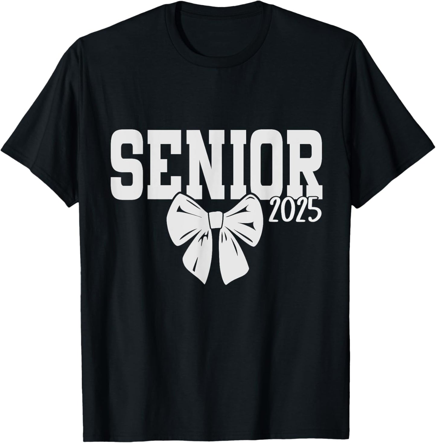 Senior girls class of 2025 coquette bow pink seniors school T-Shirt - T-Shirt | Black
