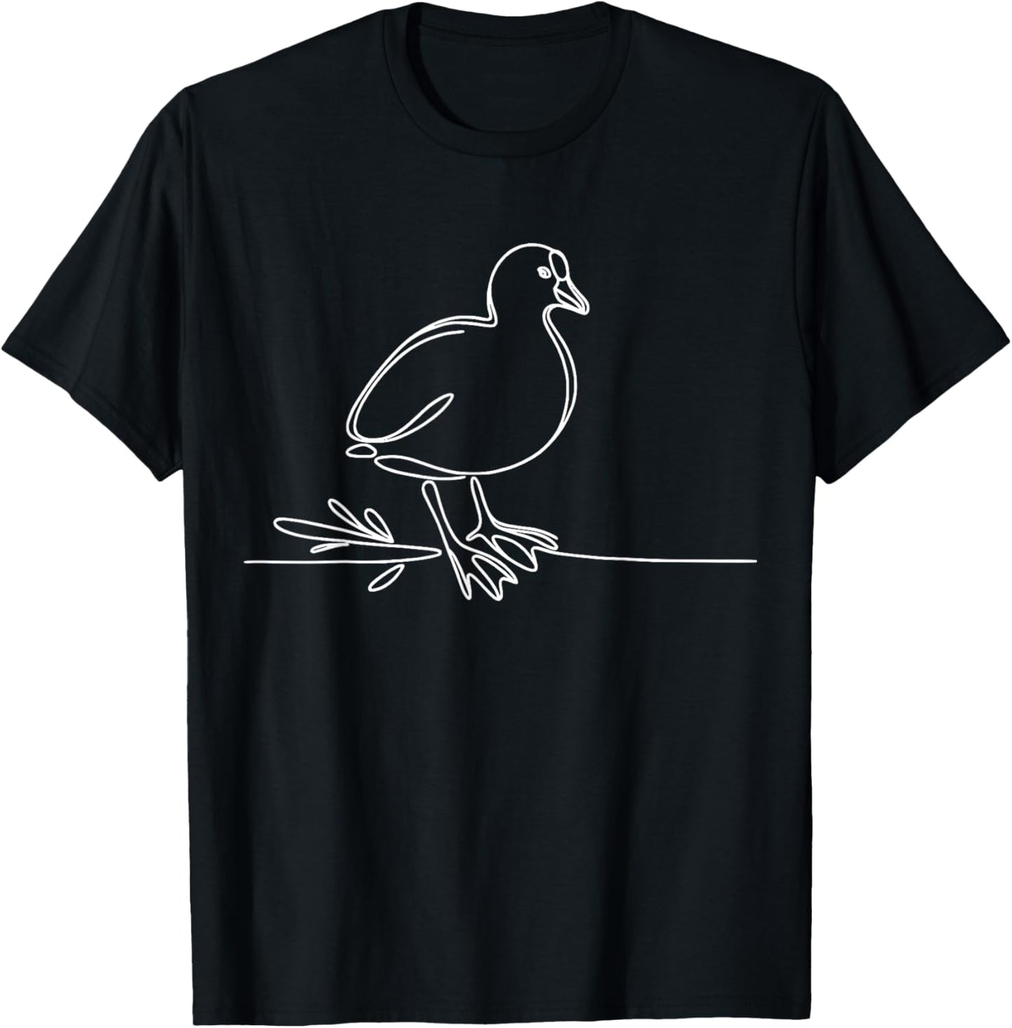 Line Art Bird & Ornithologist American Coot T-Shirt - T-Shirt | Black