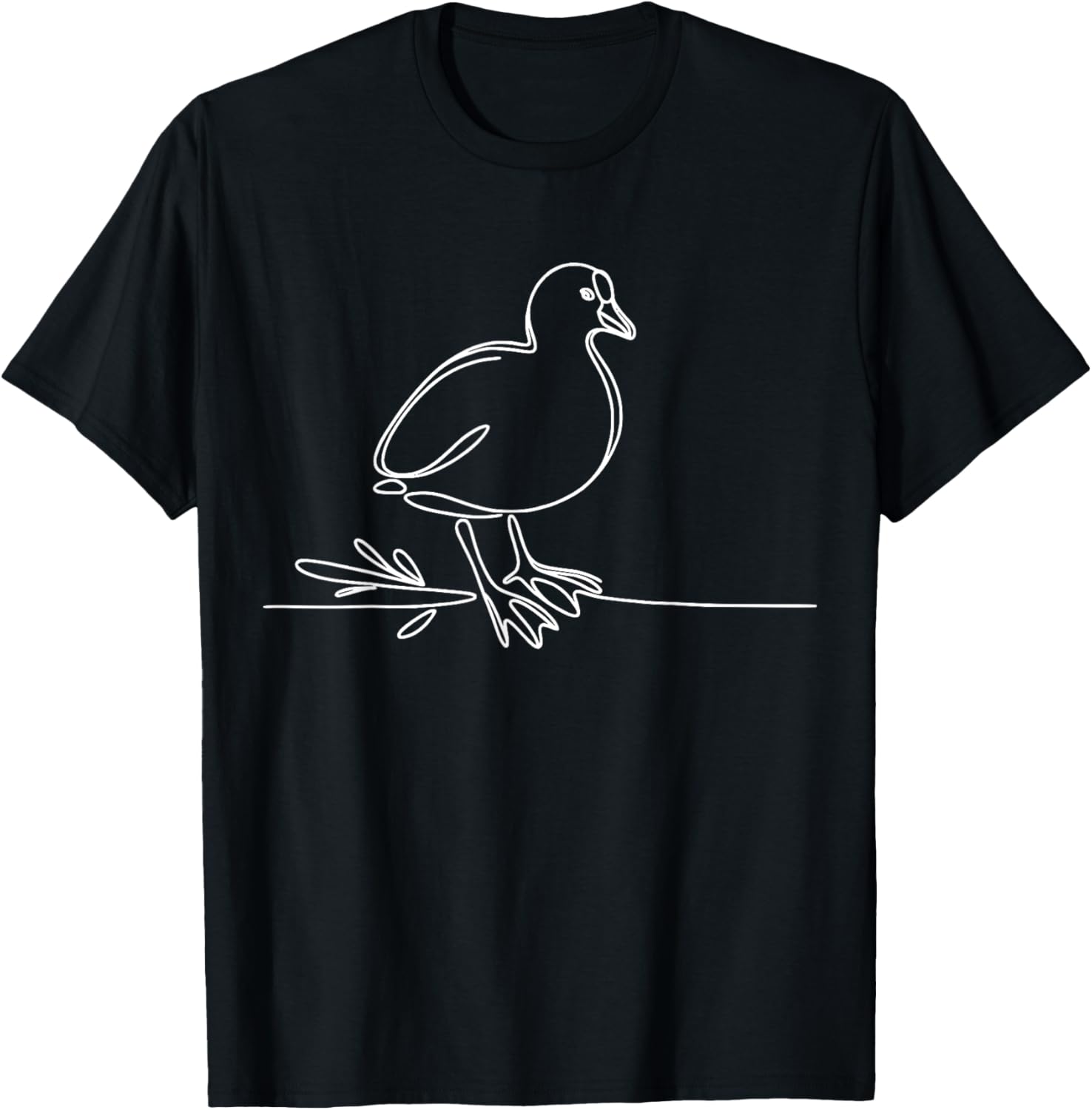 Line Art Bird & Ornithologist American Coot T-Shirt - T-Shirt | Black
