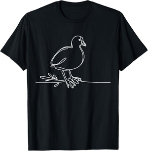 Line Art Bird & Ornithologist American Coot T-Shirt - T-Shirt | Black