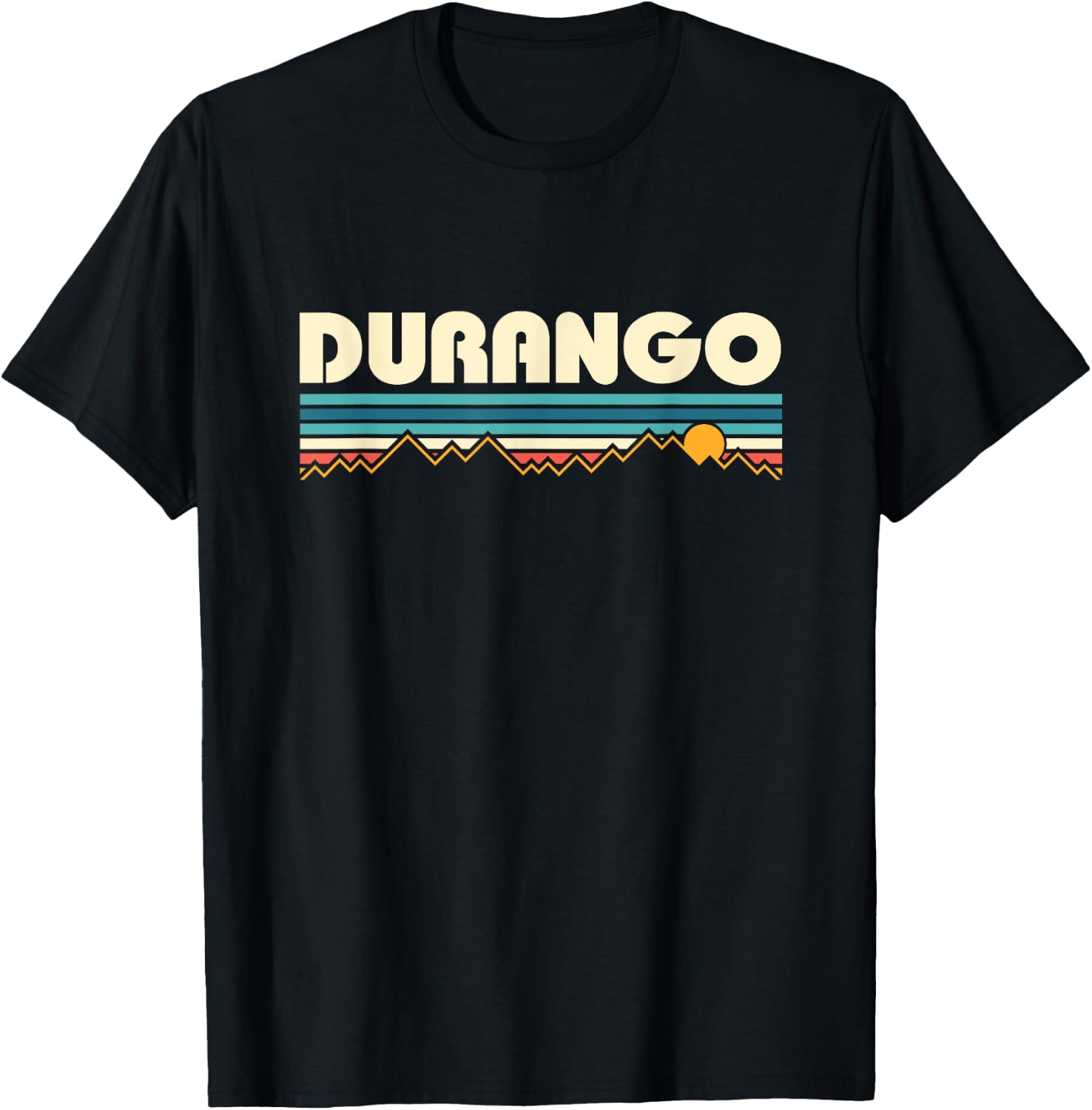 Retro Durango Colorado Mountain Sunset T-Shirt - T-Shirt | Black