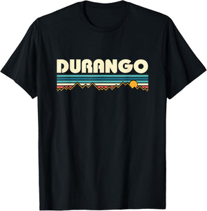Retro Durango Colorado Mountain Sunset T-Shirt - T-Shirt | Black