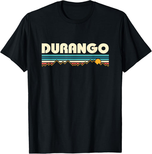 Retro Durango Colorado Mountain Sunset T-Shirt - T-Shirt | Black
