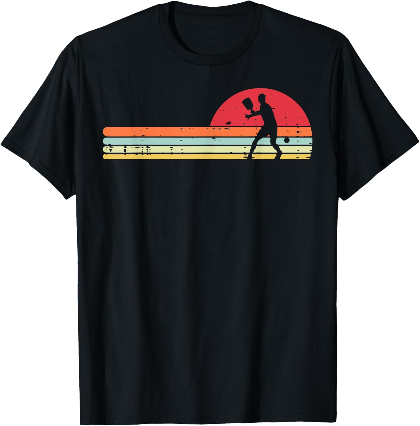 Pickleball Player Silhouette Retro Pickle Ball Men Women Kid T-Shirt - T-Shirt | Black