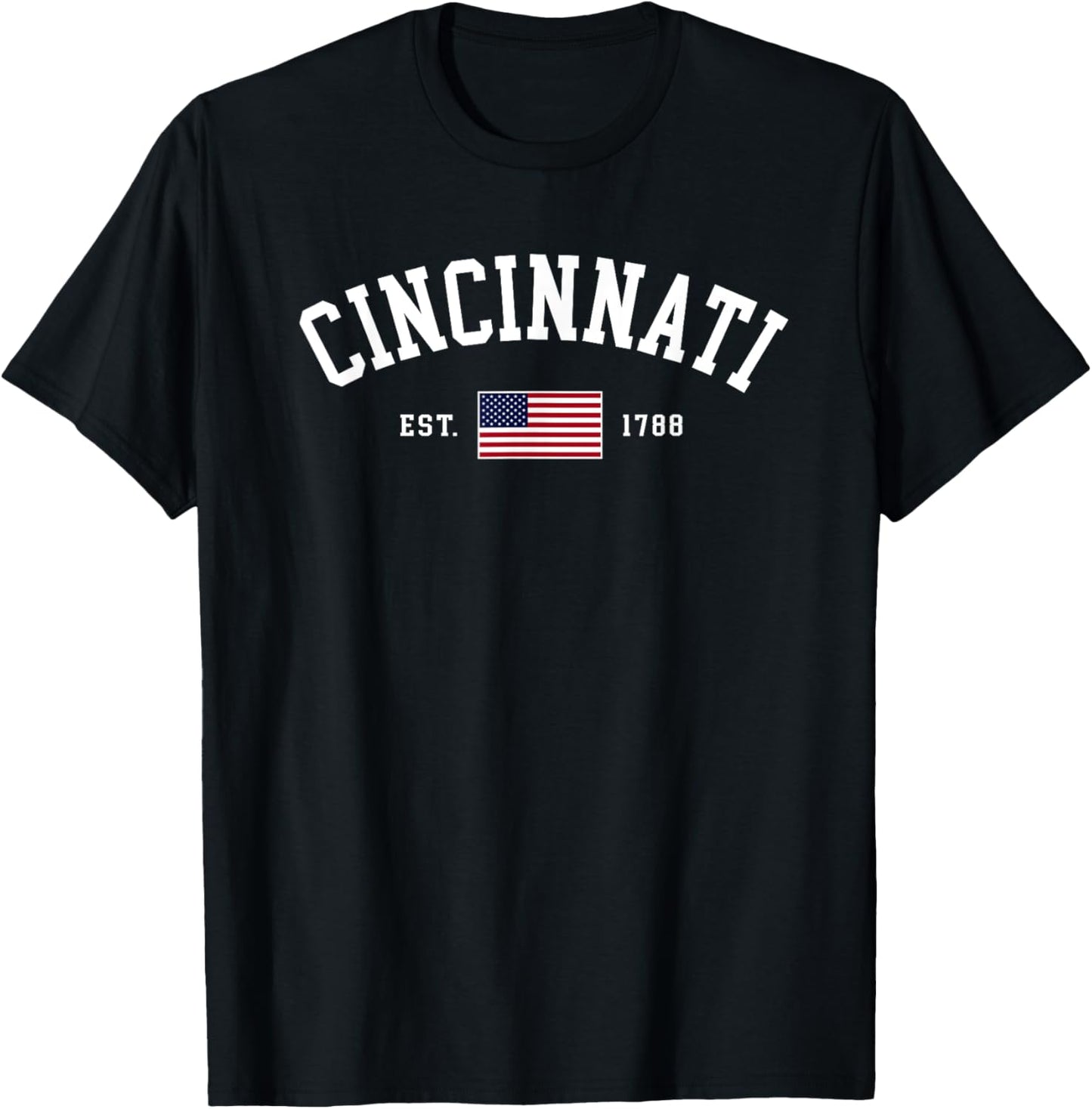 Vintage Cincinnati Ohio July 4th US Flag Retro Souvenir T-Shirt - T-Shirt | Black