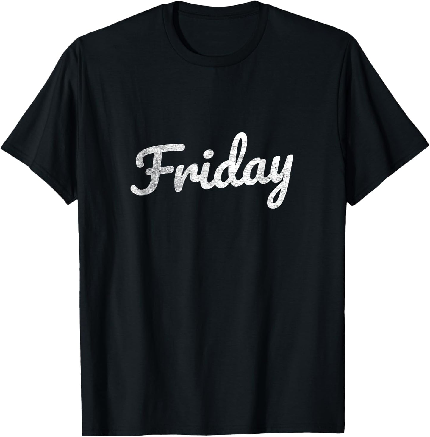 Friday Distressed Fun Days of the Week Weekend T-Shirt - T-Shirt | Black