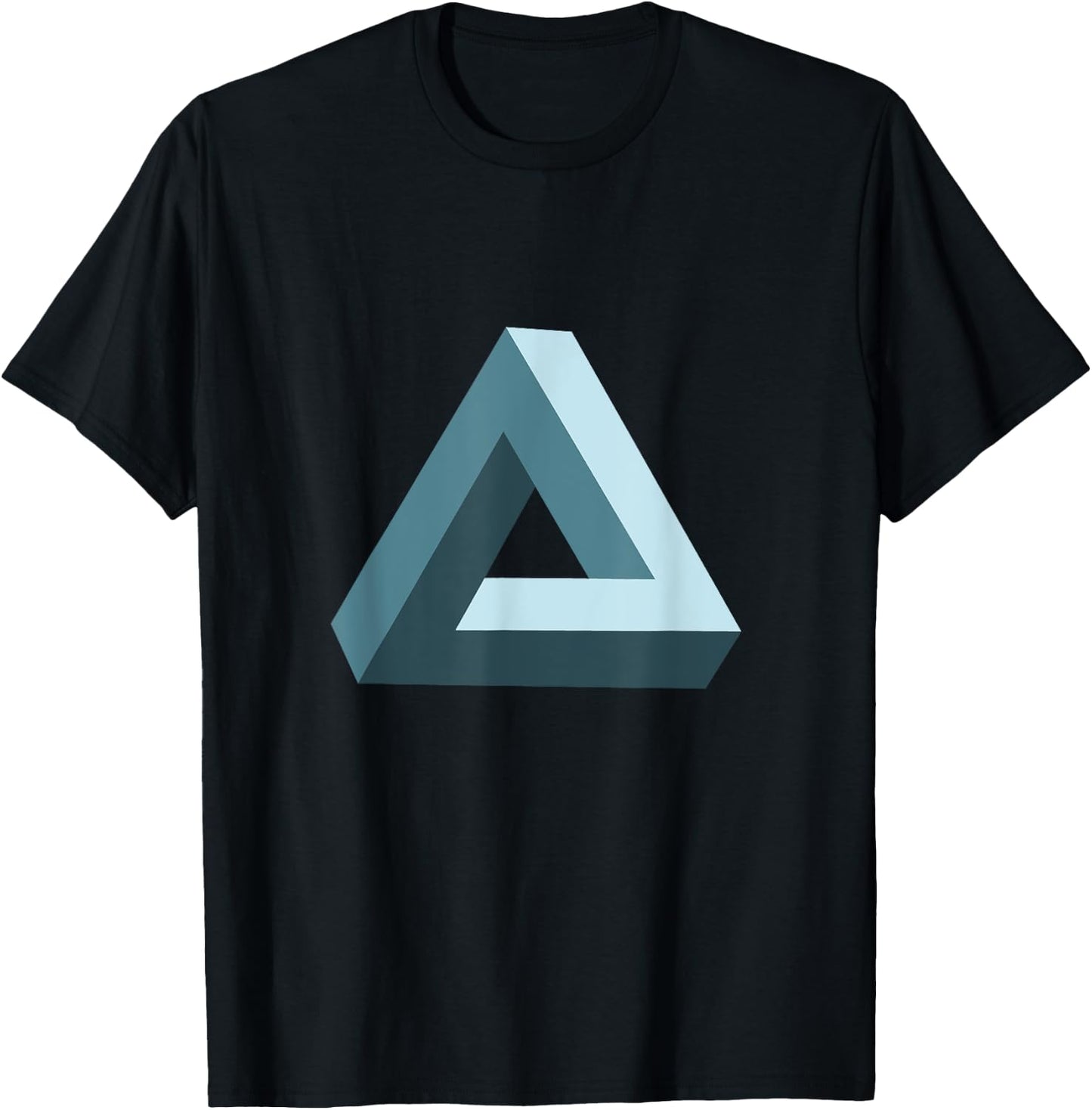 Impossible Penrose Triangle 3D Optical Illusion Math Art T-Shirt - T-Shirt | Black