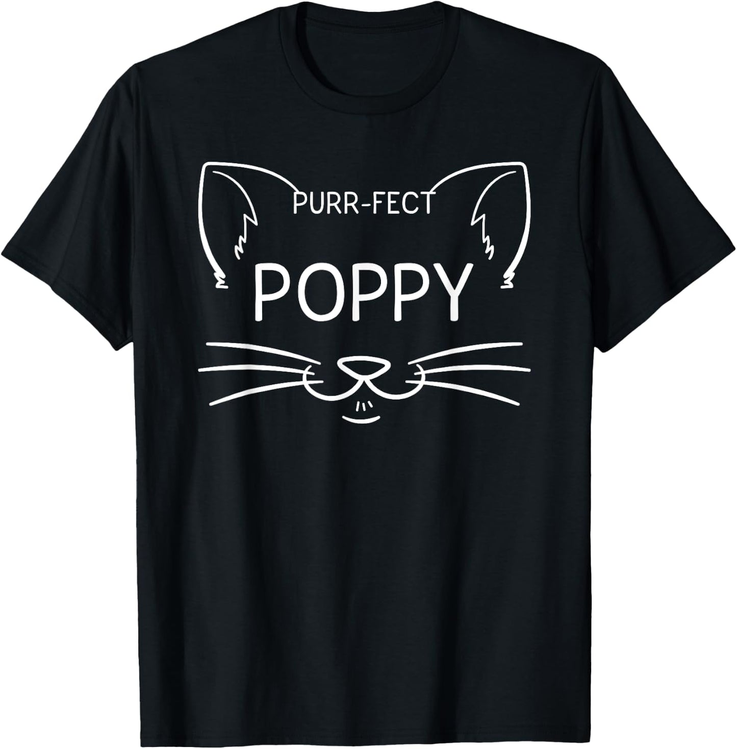 Purr-fect Poppy Funny Cat Lover Grandfather Kitten Owner T-Shirt - T-Shirt | Black