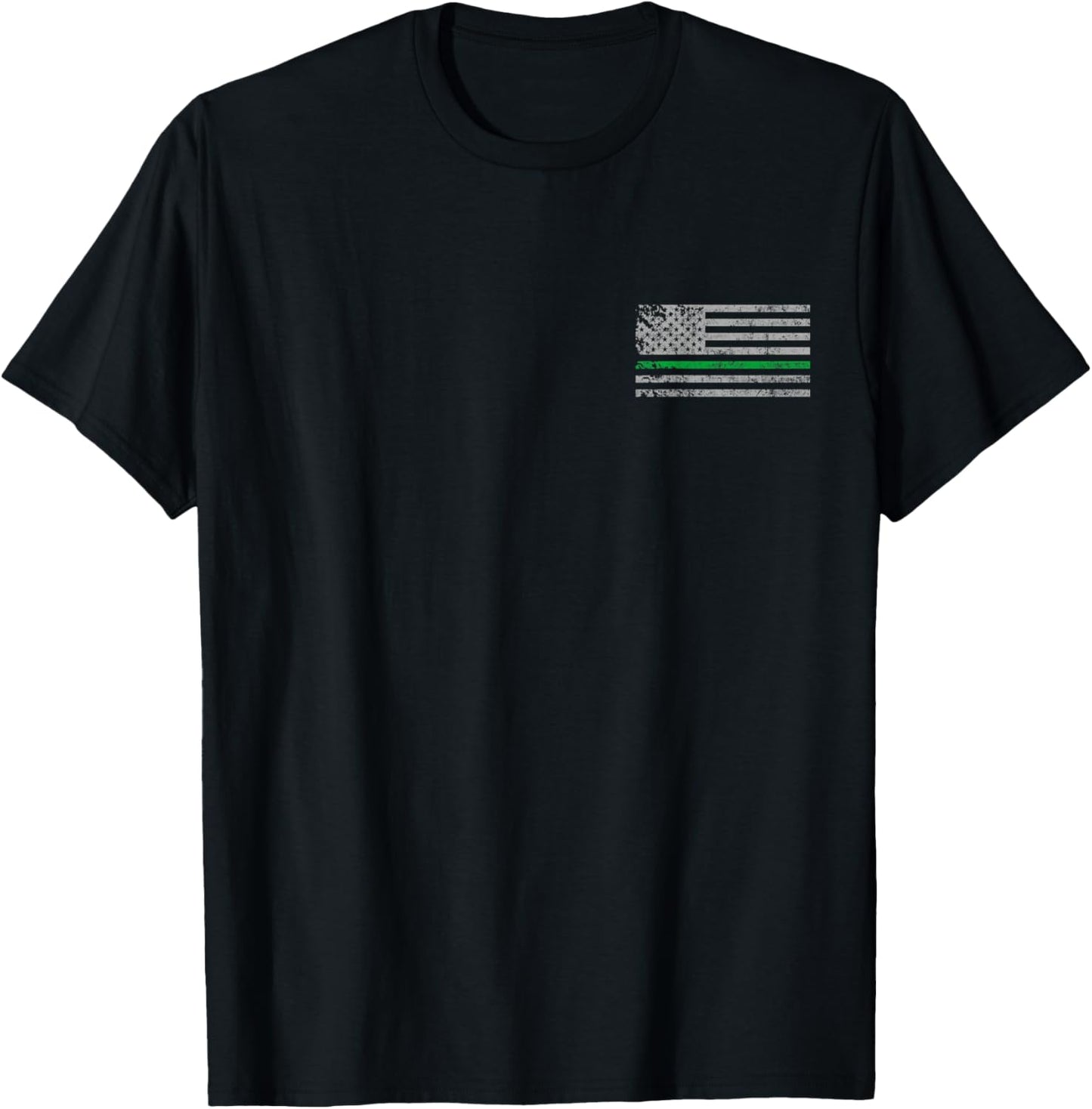 Thin Green Line American Patriotic USA Flag Men Women T-Shirt - T-Shirt | Black