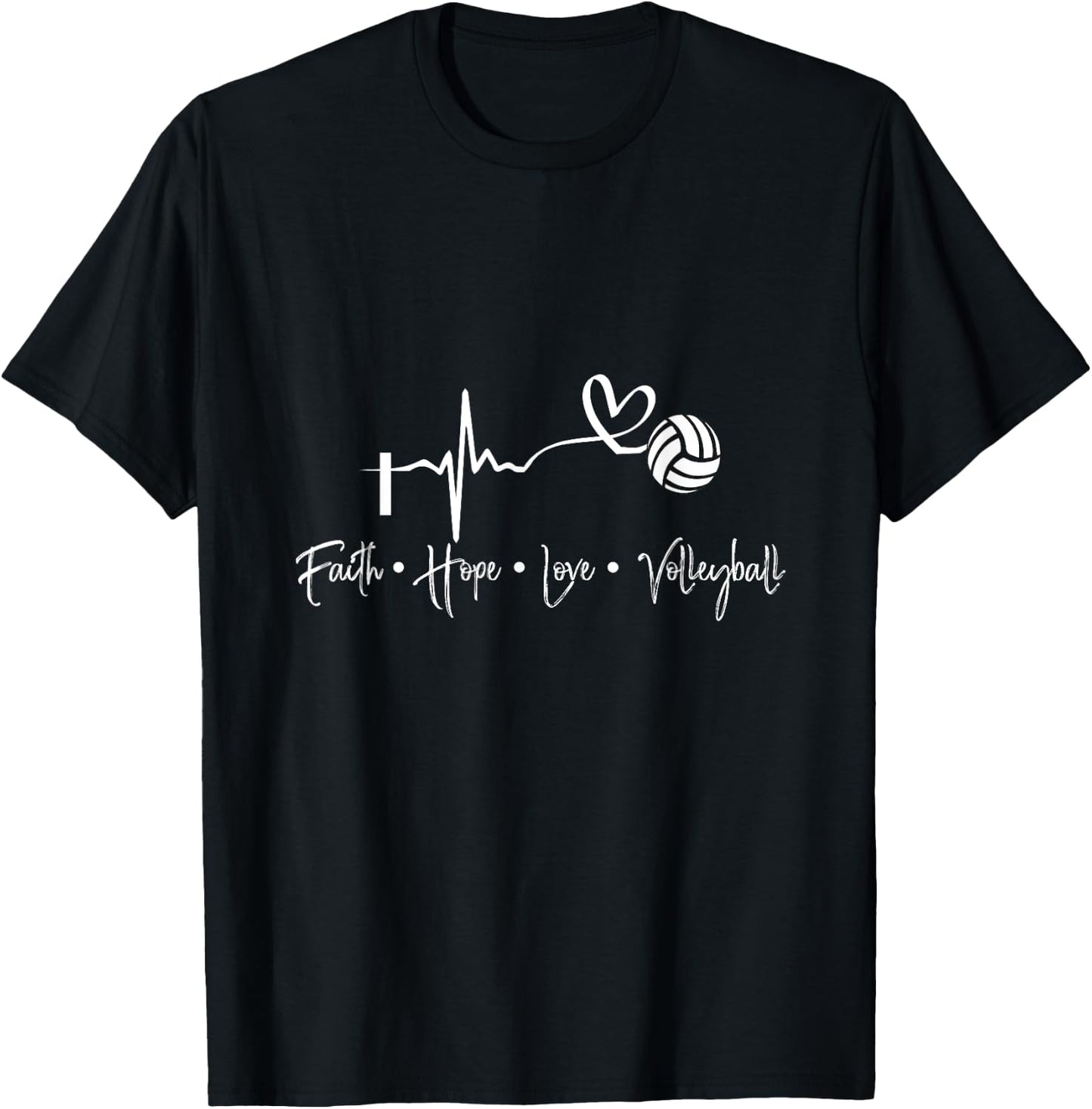 Faith Hop Love Volleyball Volleyball Funny Graphic Clothes T-Shirt - T-Shirt | Black