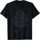 One Line Art Drawing White Oak Leaf T-Shirt - T-Shirt | Black