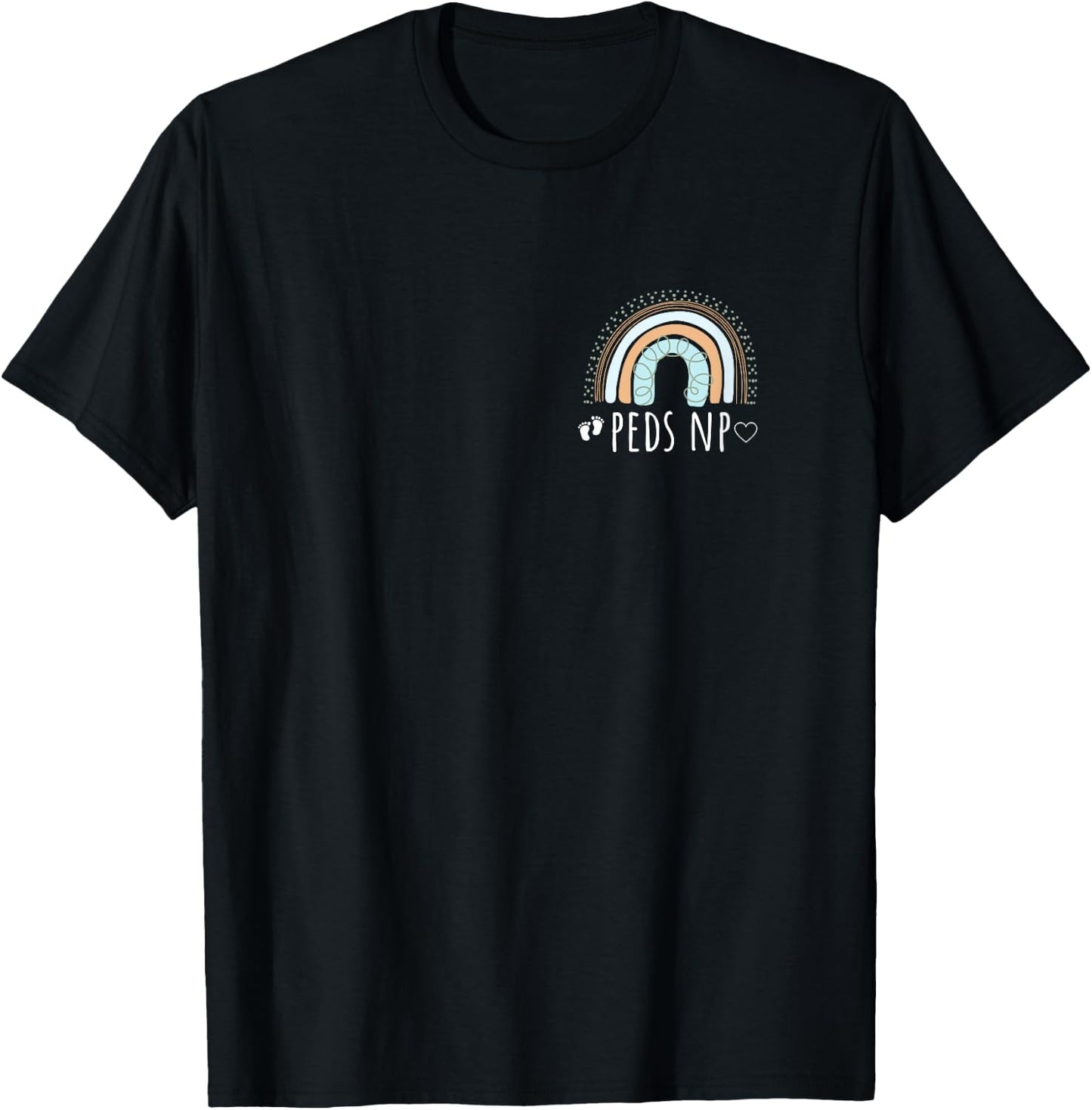 Peds NP Rainbow Monochrome Pediatric Nurse Practitioner PNP T-Shirt - T-Shirt | Black
