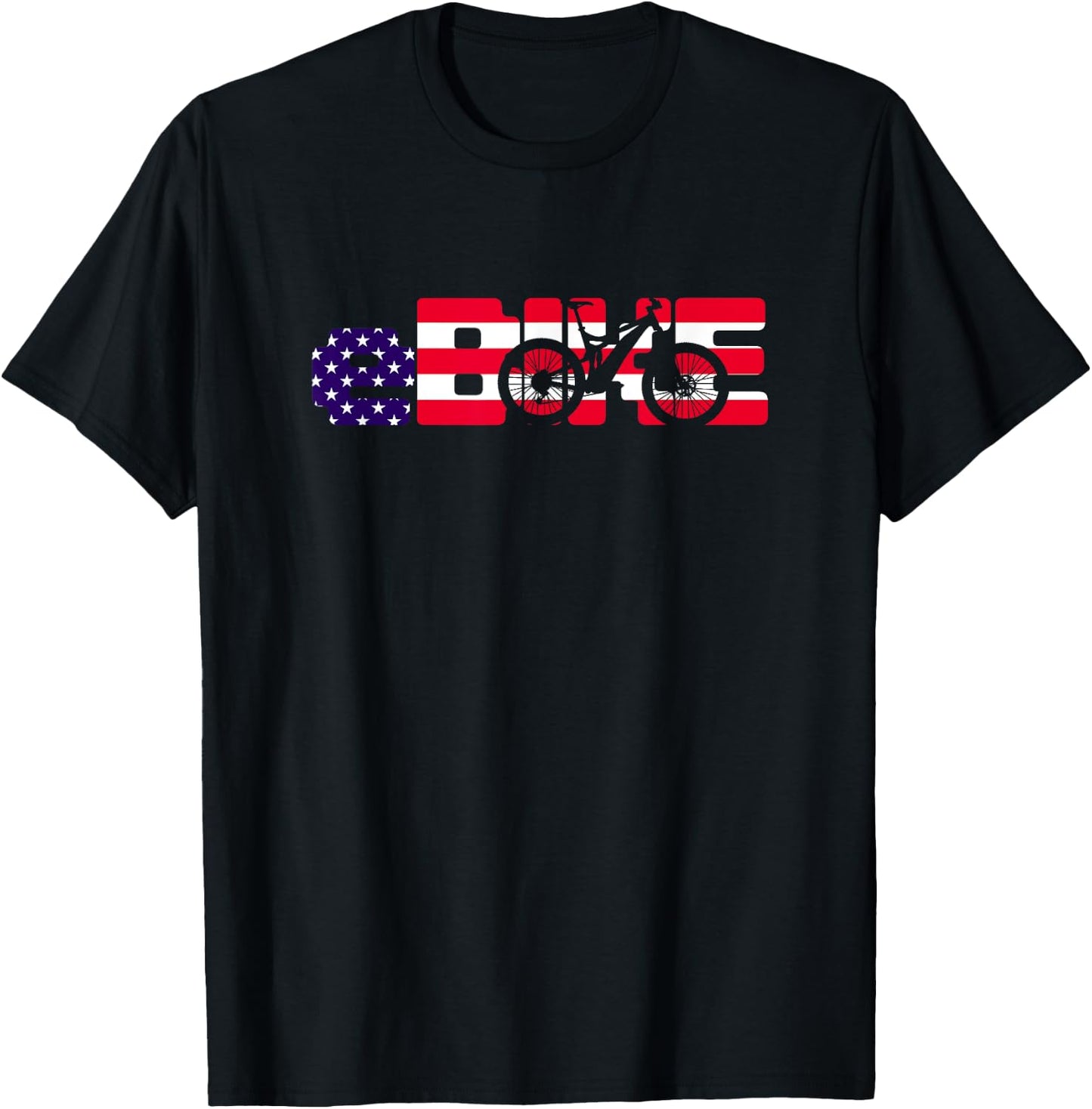 Ebike American Flag Design E-Bike USA T-Shirt - T-Shirt | Black