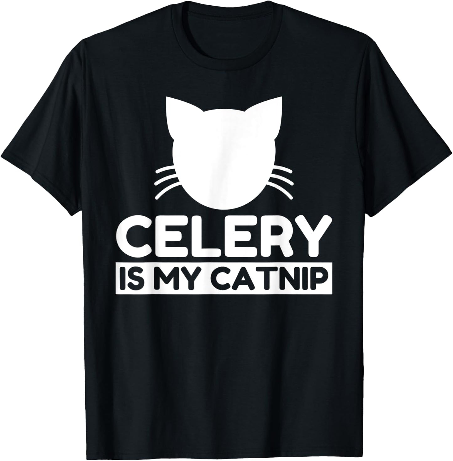 Celery Lover Funny Cute Cat Gifts Men Women Kids T-Shirt - T-Shirt | Black