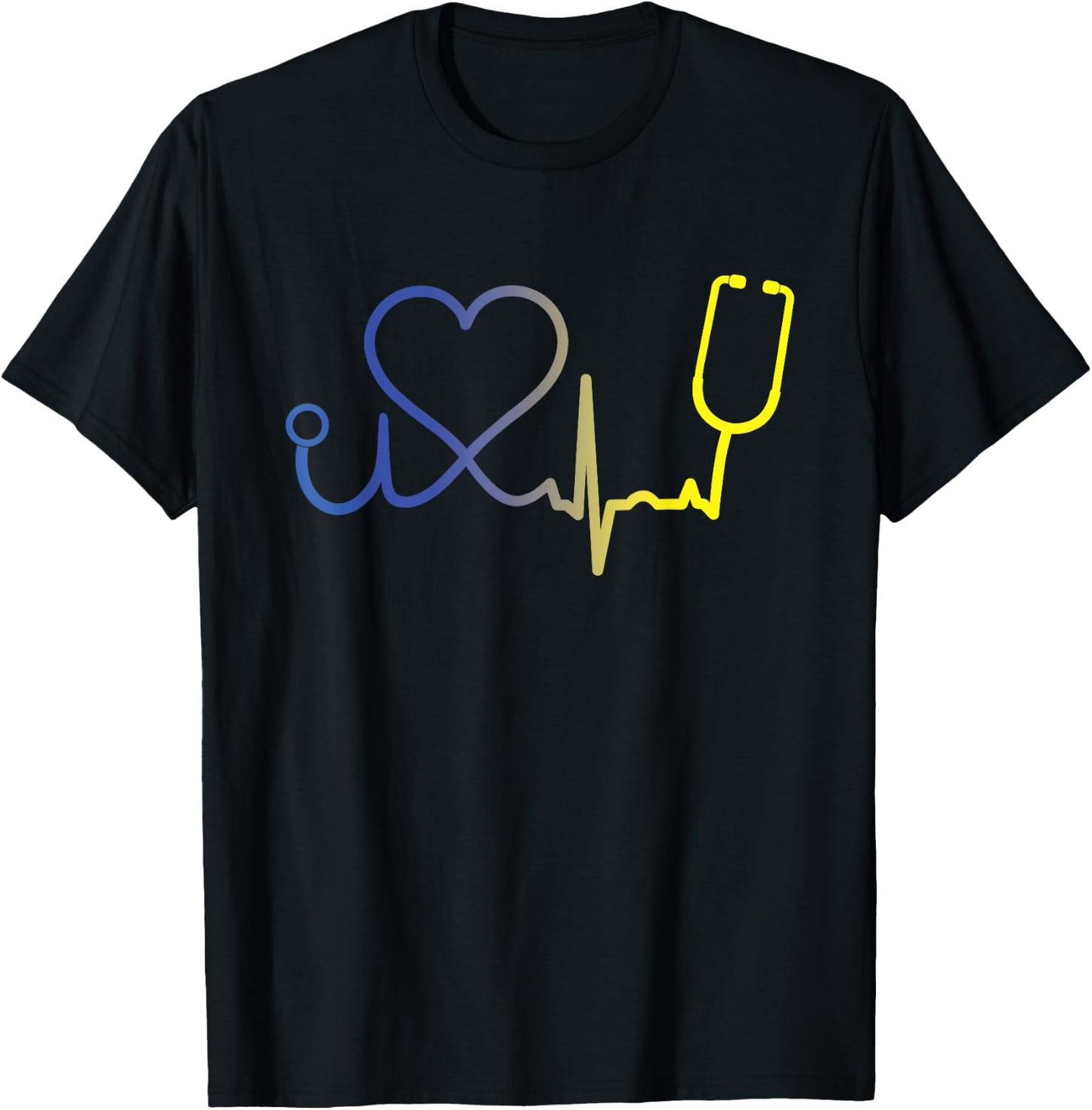 Heartbeat Down Syndrome Awareness Nurse Heart T-Shirt - T-Shirt | Black