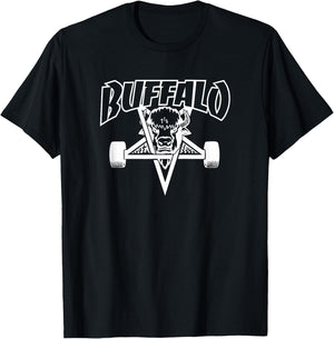 BUFFALO NY bison head New York 716 BFLO sk8 pentagram rock T-Shirt - T-Shirt | Black