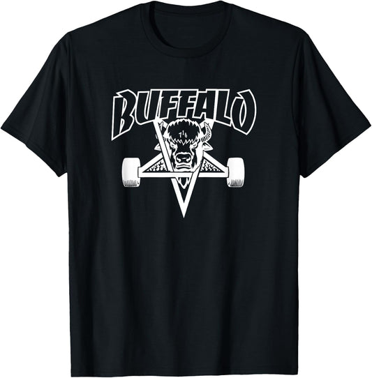 BUFFALO NY bison head New York 716 BFLO sk8 pentagram rock T-Shirt - T-Shirt | Black