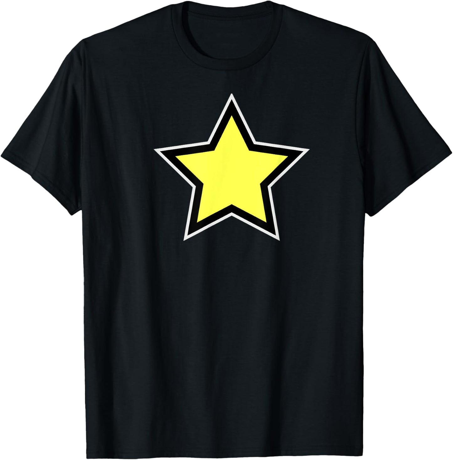 Star Yellow Black White T-Shirt - T-Shirt | Black