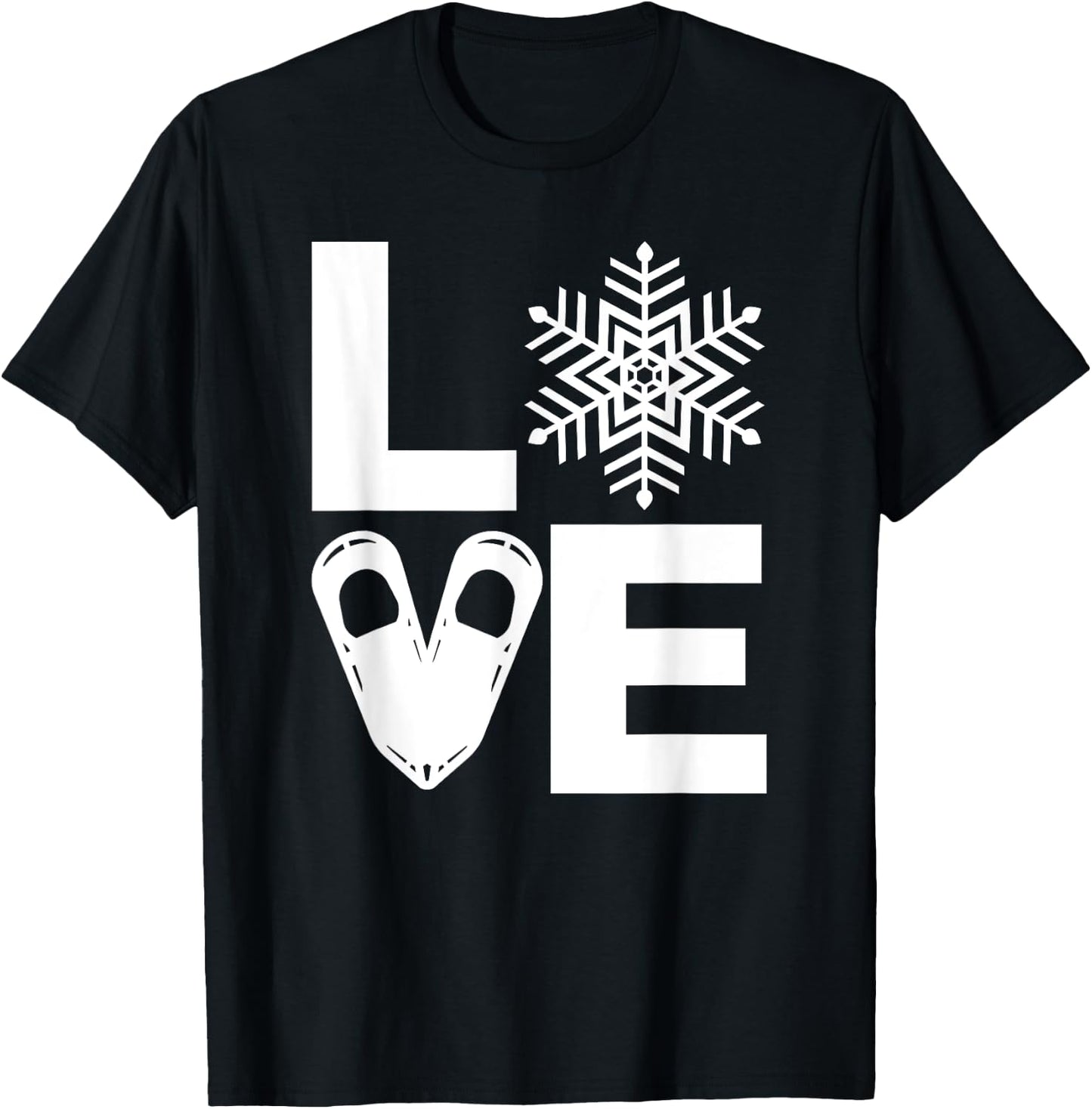 Snowshoe Lover, Snowshoeing Gift, the word LOVE T-Shirt - T-Shirt | Black