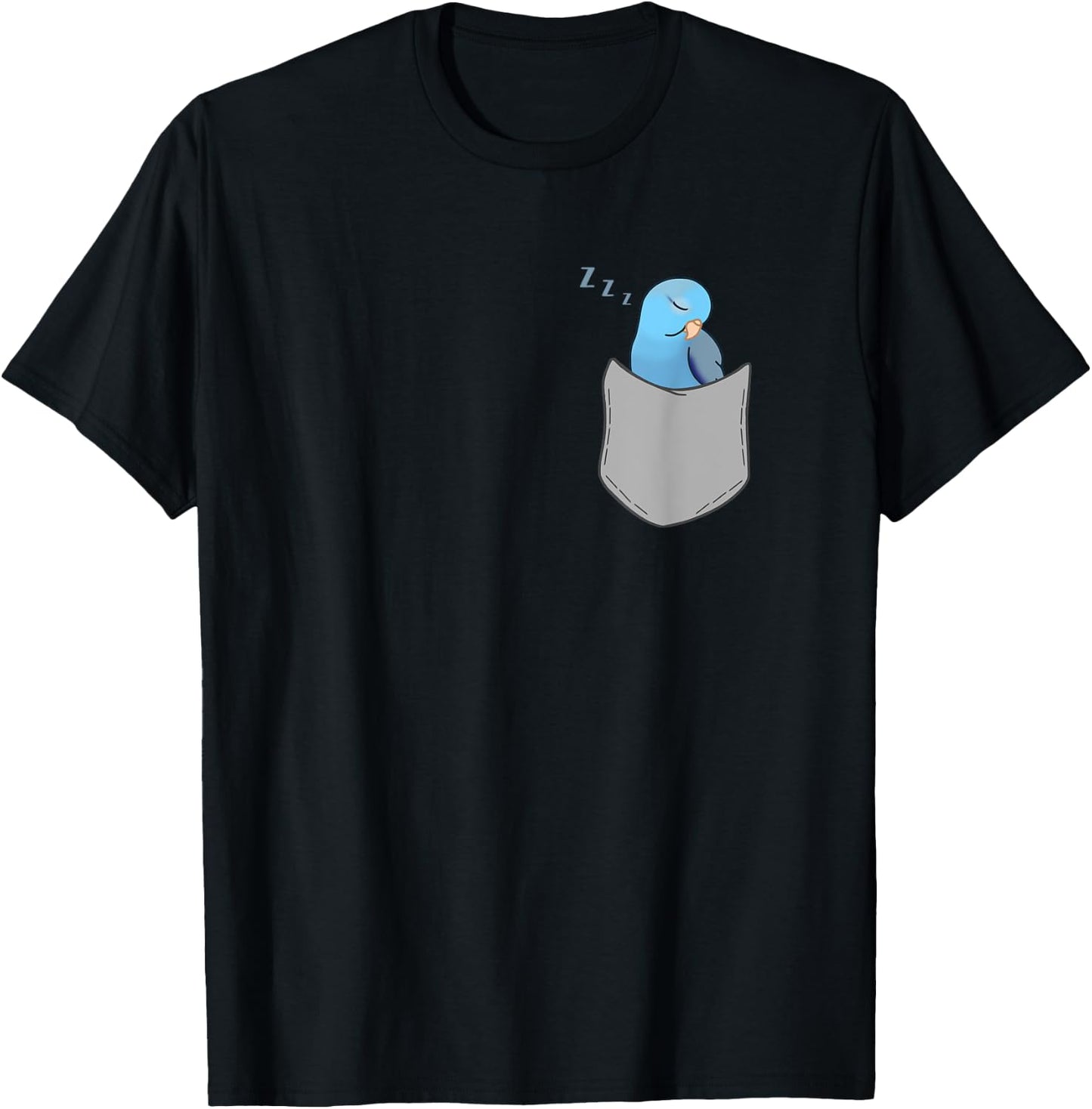 Fake Pocket Blue Parrotlet Sleep Fallow Parrotlet Birb memes T-Shirt - T-Shirt | Black
